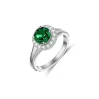 wholesale 925 Sterling Silver Moissanite Birthstone Crystal Halo Engagement Ring-02-Amethyst-05-Emerald