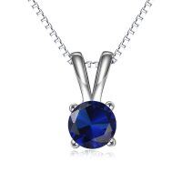 wholesale 925 Sterling Silver Pendant Necklace Wholesale With Green Gemstone And Chain-September-Sapphire