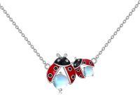 wholesale 925 Sterling Silver Ladybug Pendant Necklace-Moonstone
