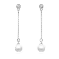 wholesale 925 Sterling Silver Round White Freshwater Pearl Dangle Earrings Wholesale for Women-0-0