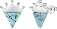 wholesale 925 Sterling Silver Turquoise Boho Triangle Stud Earrings for Women-Crown