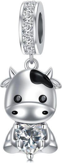 wholesale 925 Sterling Silver Cute Cow Charm With Heart Crystal-04-Apr