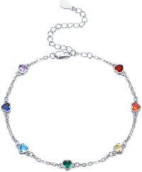 wholesale 925 Sterling Silver Heart-Shaped Multi-Color Stones 7 Chakras Yoga Bracelet for Women Wife Girlfriend-Heart