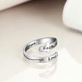 wholesale 925 Sterling Silver Faith Love Hope Engraved Rings Wholesale With Cross Design-0-2