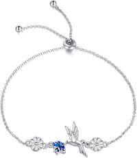 wholesale 925 Sterling Silver Animal Link Chain Bracelet with Dragonfly Hummingbird for Women Girls-Hummingbird bracelets