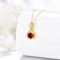 wholesale 14K Gold Round Red Garnet & White Cubic Zirconia Infinity Pendant Necklace 26 Chain-0-2