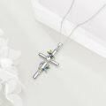 wholesale 925 Sterling Silver Cross with Dragonfly and Cubic Zirconia Pendant Necklace Religious Jewelry Christian Gift for Her-0-3