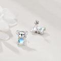 wholesale 925 Sterling Silver Moonstone Koala Bear Stud Earrings-0-2