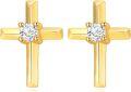 wholesale Gold 10K White Round Cut Moissanite Cross Stud Earrings Religious s for Women-0-0