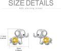 wholesale 925 Sterling Silver 12 Birthstones Elephant Earrings for Women Birthday Christmas Gift-0-3