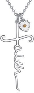 wholesale 925 Sterling Silver Heart with Mustard Seed Celtic Cross Necklace - Faith Jewelry-0-0