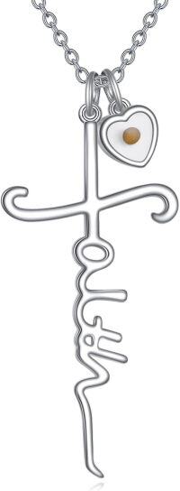 wholesale 925 Sterling Silver Heart with Mustard Seed Celtic Cross Necklace - Faith Jewelry-seed&faith