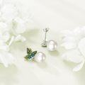 wholesale 925 Sterling Silver Green Enamel Maple Leaf Drop Pearl Stud Earrings Gift for Her-0-2