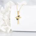 wholesale 14K Gold Cross Butterfly Pendant Necklace for Women Blue Enamel -0-2