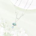 wholesale 925 Sterling Silver Moonstone & Abalone Shell Lotus Pendant Necklace with Double Chain-0-1