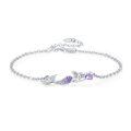 wholesale 925 Sterling Silver Mermaid Bracelet Heart Shaped Purple Zircon Platinum Plated Chain For Women-0-0