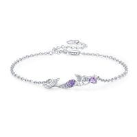 wholesale 925 Sterling Silver Mermaid Bracelet Heart Shaped Purple Zircon Platinum Plated Chain For Women-01-Mermaid（2-Purple CZ）