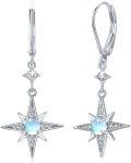 wholesale 925 Sterling Silver Star Opal Leverback Drop Earrings-0-0
