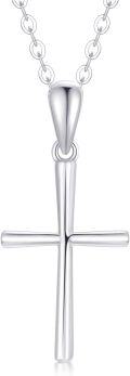 wholesale 14K White Gold Polished Cross Pendant Chain Necklace for Women Girls 20 + Extender-0-0