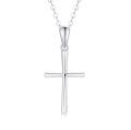 wholesale 14K White Gold Polished Cross Pendant Chain Necklace for Women Girls 20 + Extender-0-0