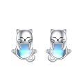 wholesale 925 Sterling Silver Cat Earrings Wholesale With Opal Eyes-0-0