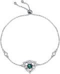 wholesale 925 Sterling Silver Emerald Claddagh Bolo Bracelet with Celtic Knot and CZ Stones Gift for Her-0-0