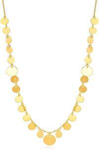 wholesale  18K Yellow Gold Round Disc Station Necklace with 6mm & 4mm Discs, Minimalist Layering Jewelry Gift for Women-C- Solid 18kt Gold