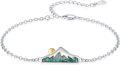 wholesale Sterling Silver & Turquoise White Turquoise Mountain Bracelet with Gold Plated Sun Charm for Women-0-0