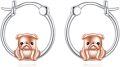 wholesale 925 Sterling Silver Bulldog Huggie Hoop Earrings for Women Girls  48x36mm-0-0