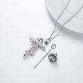 wholesale 925 Sterling Silver Cross with Red Flowers and Leaves Cremation Urn Necklace for Ashes Keepsake Pendant-0-2