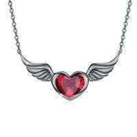 wholesale 925 Sterling Silver Heart Pendant Necklace With Wings-silver