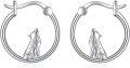 wholesale 925 Sterling Silver Wolf Howl Hoop Earrings for Sensitive Ears-0-0
