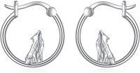 wholesale 925 Sterling Silver Wolf Howl Hoop Earrings for Sensitive Ears-Wolf