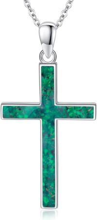 wholesale 925 Sterling Silver Cross with Green Stone and Black Onyx Religious Jewelry for Women Men-Malachite