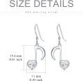 wholesale 925 Sterling Silver Heart & Moon Dangle Earrings - Hypoallergenic  for Her-0-4