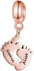 wholesale Rose Gold 925 Sterling Silver Foot Charm Bead - Personalized Engraved Name, Initial, Symbol, Date - Unique Gift for Women-0-0