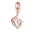 wholesale 925 Sterling Silver Rose Gold Plated Baby Footprint Charm With Names Sophie And Alise Personalized Jewelry Accessory For Bracelets Or Necklaces-0-0