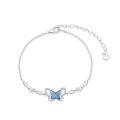 wholesale 925 Sterling Silver Blue Crystal Butterfly Adjustable Bracelet for Women Girls Gifts-0-0