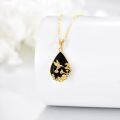 wholesale 14K Gold Solid 14K Gold Black Onyx Hummingbird Flower Pendant Gothic Necklace-0-1