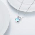 wholesale 925 Sterling Silver Blue Opalite Bunny Rabbit Pendant Necklace-0-3