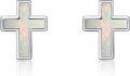 wholesale 925 Sterling Silver Black Enamel Cross Stud Earrings-0-10