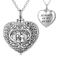 TOUPOP Stainless Steel Crystal Heart Urn Photo Locket Memorial Necklace-style_name:Urn Necklace - Father Daughter