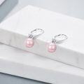 wholesale Sterling Silver Pearl Leverback Dangle Earrings for Women Gifts - Rhodium Plated-0-13