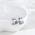 wholesale 925 Sterling Silver Green Agate Guinea Pig Stud Earrings Hypoallergenic-0-2