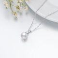 wholesale 925 Sterling Silver Round Freshwater Pearl and Cubic Zirconia Pendant Necklace for Women-0-2