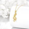 wholesale 14K Gold Musical Note with Rose and Diamond Pendant Necklaces for Women Girls Gifts-0-3