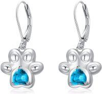 wholesale 925 Sterling Silver Birthstone Dangle Drop Earrings for Women Girls-Paw Print-12
