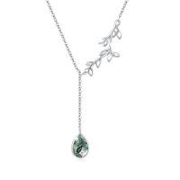 wholesale 925 Sterling Silver Branch Necklace-Leaf Necklace - Moss Agate