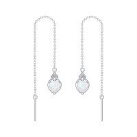 wholesale 925 Sterling Silver Celtic Knot Heart Threader Earrings w 12 Birthstones-10-Oct-White Opal
