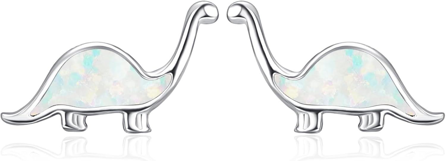 wholesale 925 Sterling Silver Dinosaur Opal Stud Earrings for Sensitive Ears-0-0